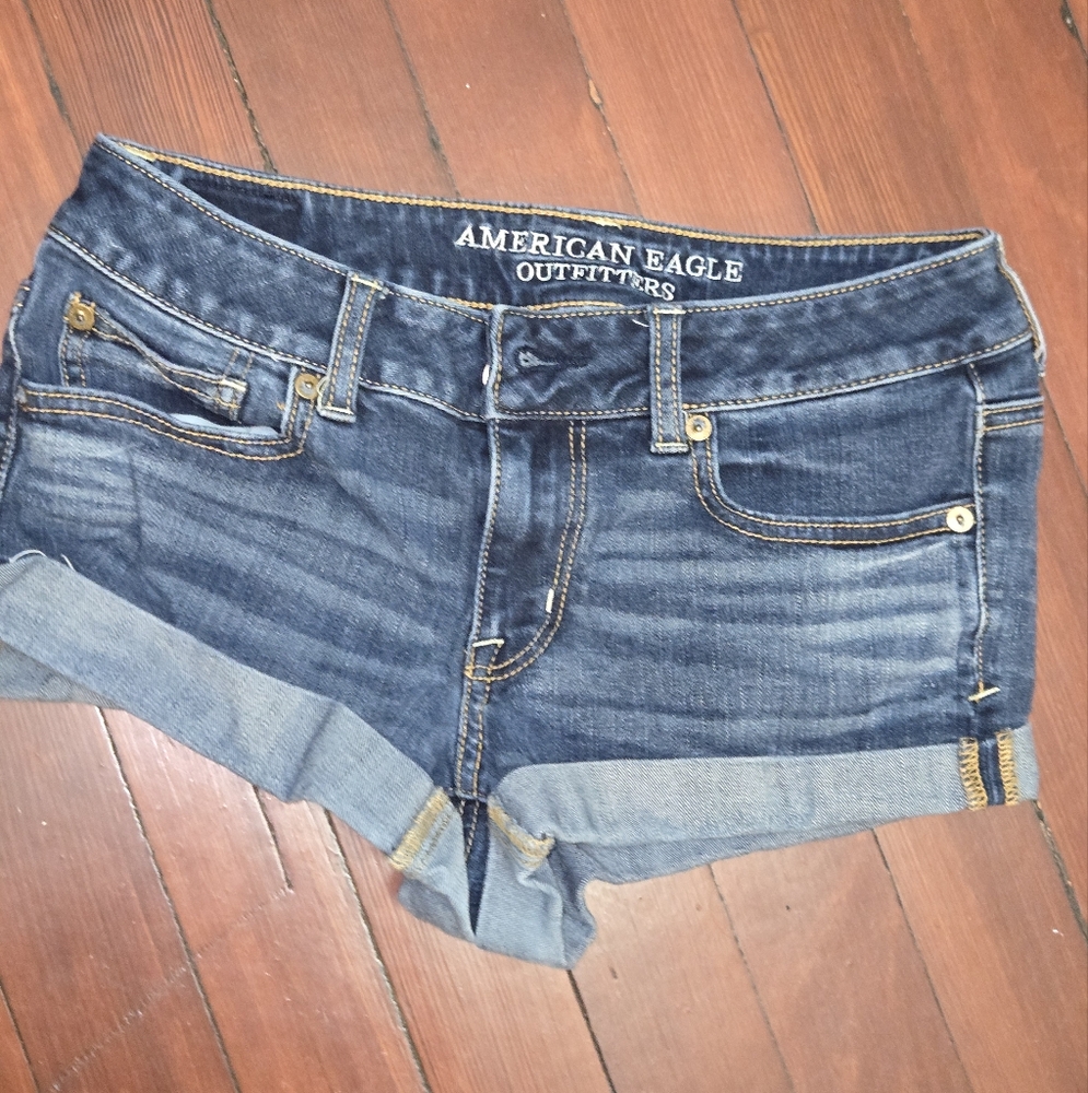 American Eagle Outfitters Blue Jean Shorts Classic Distressed Style